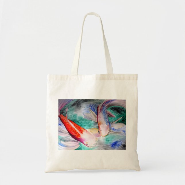 Butterfly Koi watercolour Japanese Fish Art Tote Bag (Front)
