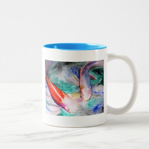Butterfly Koi watercolour Japanese Fish Art Two_Tone Coffee Mug