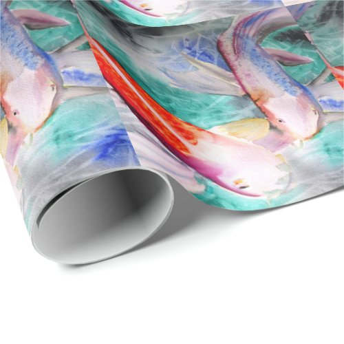 Butterfly Koi watercolour Japanese Fish Art Wrapping Paper