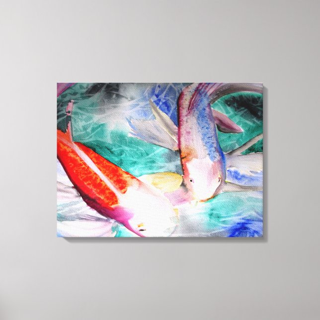 Butterfly Koi watercolour painting Japanese art Canvas Print (Front)