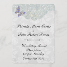 Butterfly & Lace Wedding Invitation(both sides)