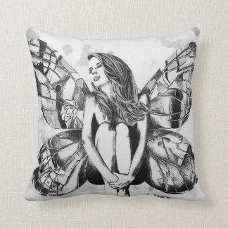 butterfly lady pillow, fantasy fairy pillow, art throw pillow
