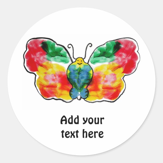 Butterfly - landscape template design classic round sticker (Front)