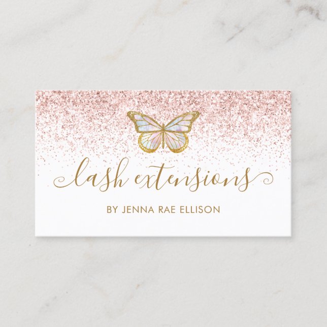 Butterfly Lash Extension Aftercare Instruction Business Card (Front)