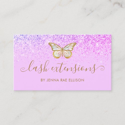 Butterfly Lash Lilac Purple Aftercare Instruction Business Card