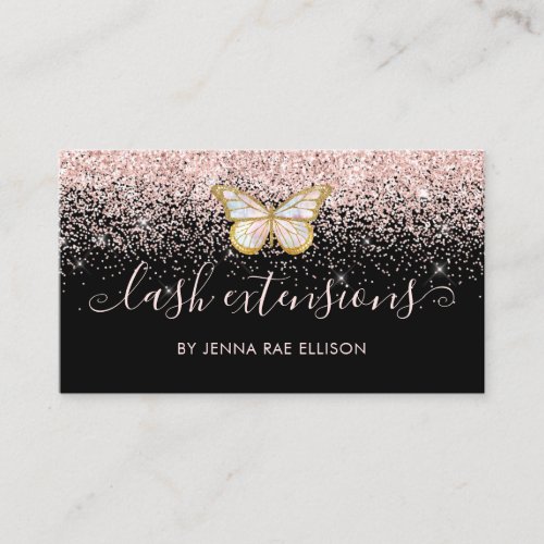 Butterfly Lashes Black And Pink Aftercare Business Card