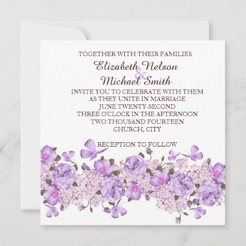 Butterfly Lavender Floral Garden Wedding Invite