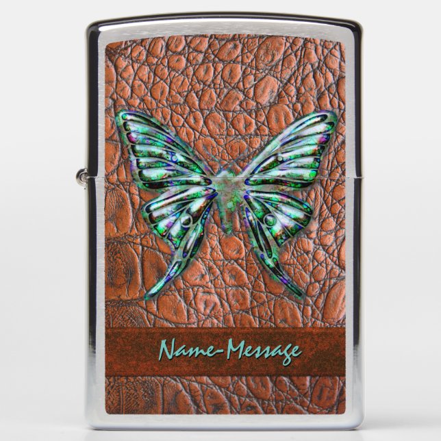 Butterfly Leather 1-3 Options Zippo Lighter (Front)