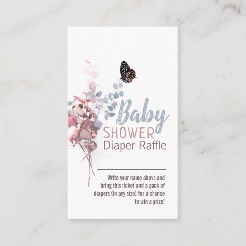 Butterfly Leaves Elegant Baby Shower Diaper Raffle Enclosure Card