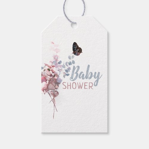 Butterfly Leaves Elegant Baby Shower Gift Tags