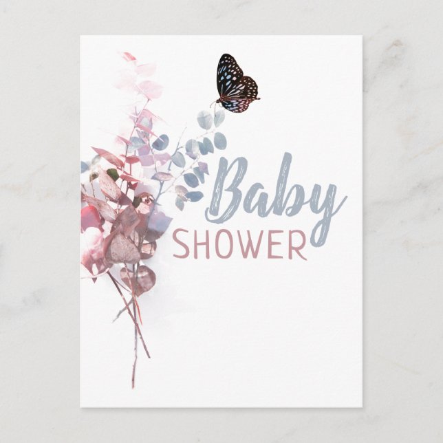 Butterfly Leaves, Elegant Baby Shower Invitation (Front)