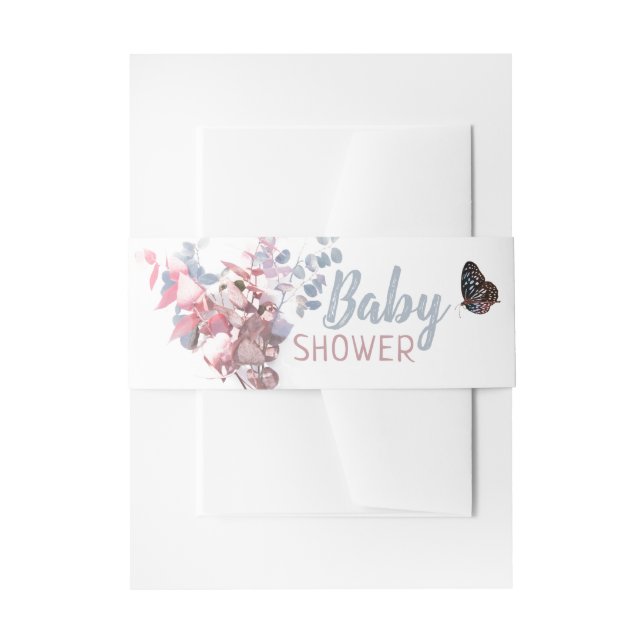 Butterfly Leaves, Elegant Baby Shower Invitation Belly Band (Front Example)