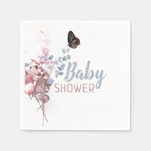 Butterfly Leaves Elegant Baby Shower Napkins