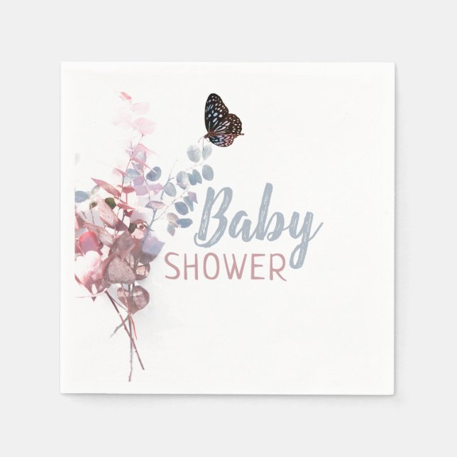 Butterfly Leaves, Elegant Baby Shower Napkins (Front)