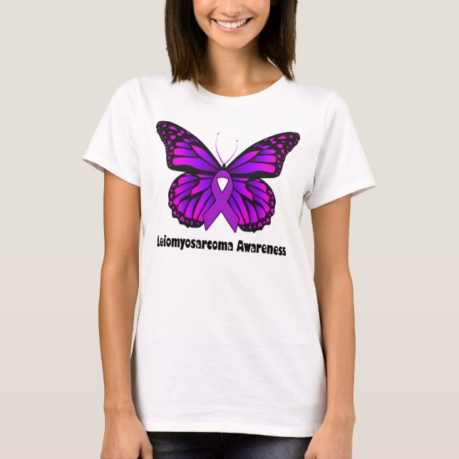 Butterfly Leiomyosarcoma, Leiomyosarcoma Awareness T-Shirt (Front)