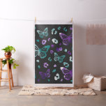Butterfly leopard purple watercolor pattern Fabric