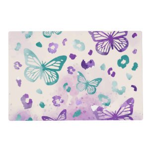 Butterfly Leopard Purple White Placemat