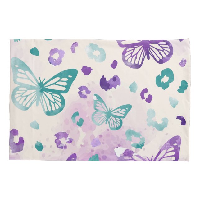 Butterfly Leopard White Pillow Case (Back-Left)