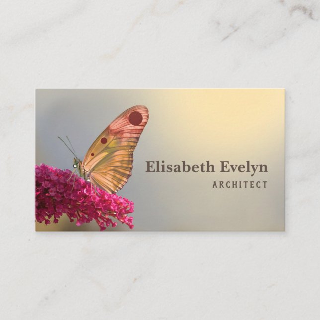 butterfly lepidoptera flower nature business card (Front)