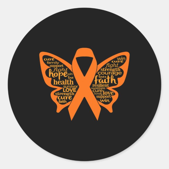 Butterfly Leukemia Awareness  Classic Round Sticker (Front)