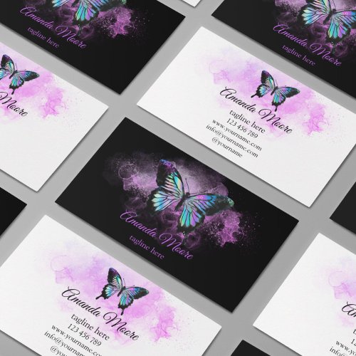 butterfly life coach therapist holograph beauty  business card