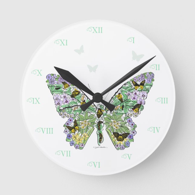 Butterfly Life Cycle Round Clock (Front)