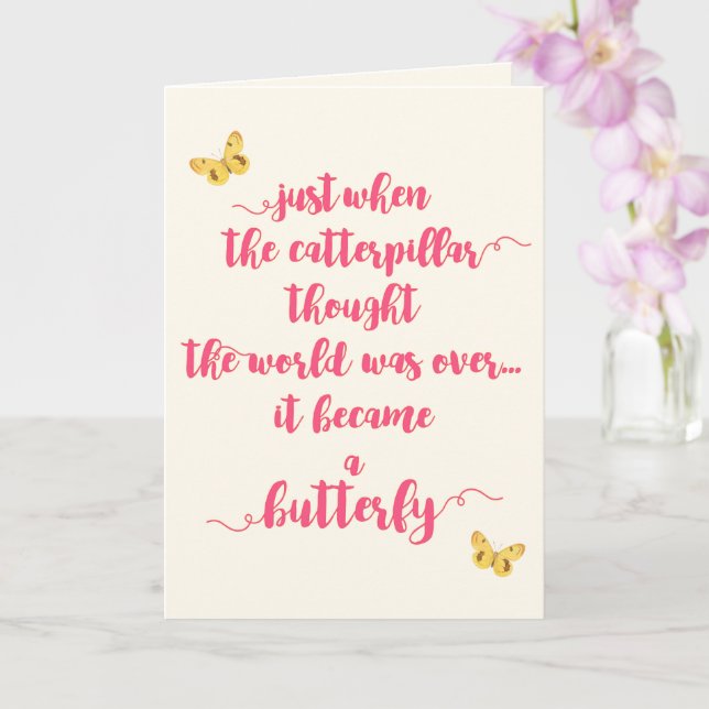 Butterfly - Life Struggles - Inspirational Quote  Card (Orchid)
