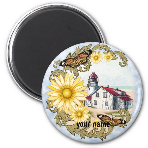 Butterfly Lighthouse custom name  magnet 