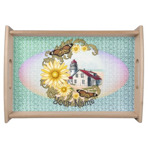 Butterfly  Lighthouse custom name  Serving Tray