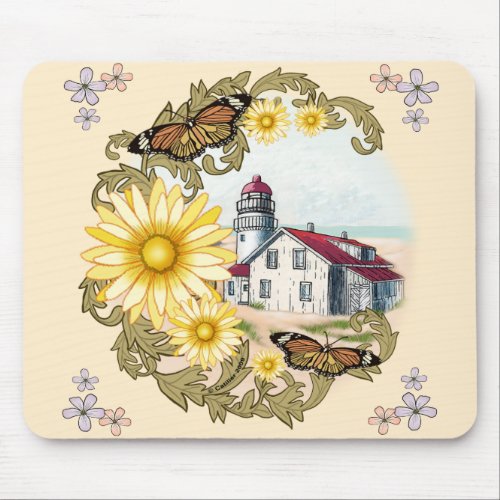 Butterfly Lighthouse Mouse Pad