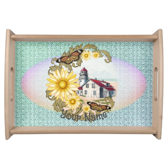 Butterfly  Lighthouse  Serving Tray (Front)