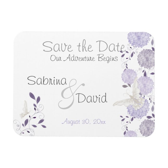Butterfly Lilac Chrysanthemums Save the Date Magnet (Horizontal)