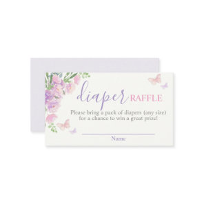 Butterfly lilac Pink Diaper Raffle Enclosure Card