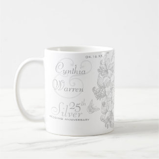 Butterfly Lilies 25th Silver Wedding Anniversary Coffee Mug