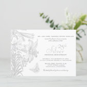 Butterfly Lilies Silver 25th Wedding Anniversary Invitation (Standing Front)