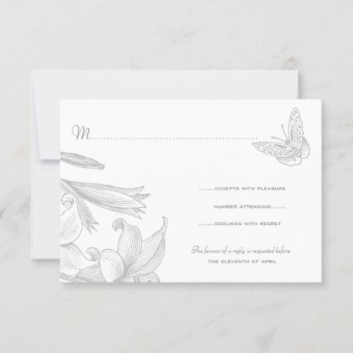 Butterfly Lilies Silver Wedding Anniversary RSVP