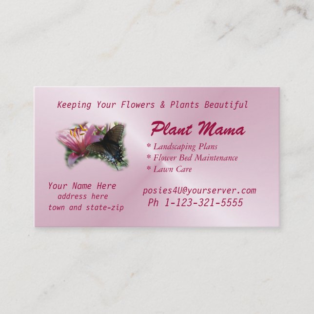 Butterfly & Lily Business Card- customize Card (Front)