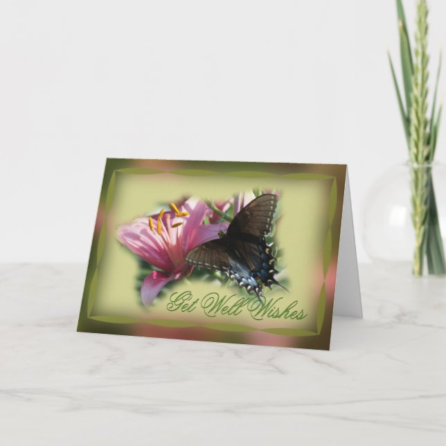 Butterfly & Lily Get Well or other occasion card (Front)