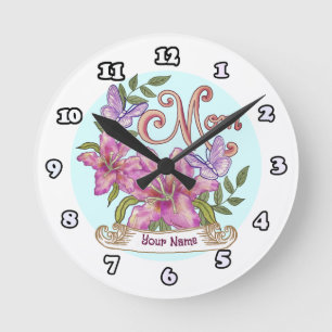 Butterfly Lily Mom clock