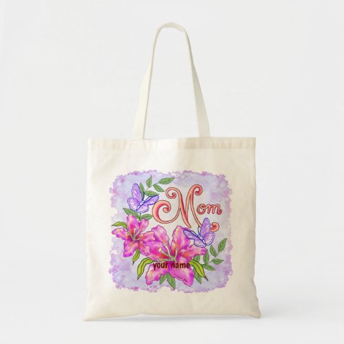 Butterfly Lily Mom Tote Bag