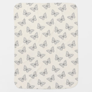 Butterfly Line Art Pattern Baby Blanket