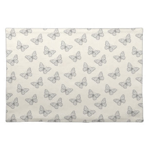 Butterfly Line Art Pattern Cloth Placemat