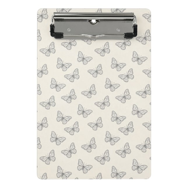 Butterfly Line Art Pattern Mini Clipboard (Front)