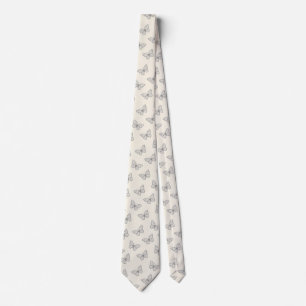 Butterfly Line Art Pattern Neck Tie