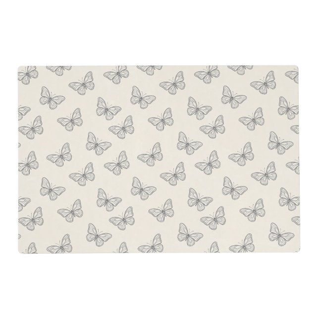 Butterfly Line Art Pattern Placemat (Front)