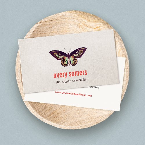 Butterfly Linen Look Business Card