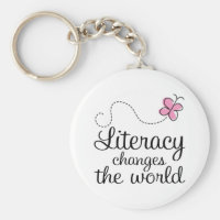 Butterfly Literacy Changes The World Gift Keychain