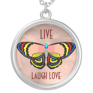 BUTTERFLY - LIVE LAUGH LOVE SILVER PLATED NECKLACE