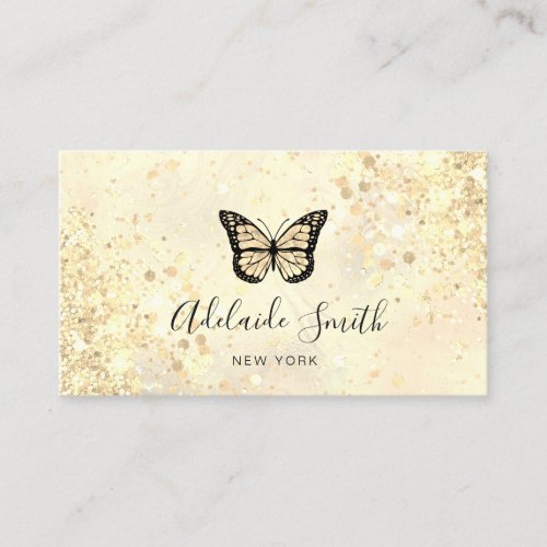 butterfly logo chunky glitter  business card