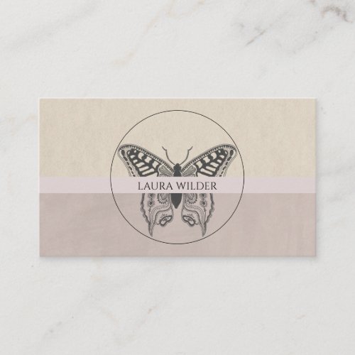 Butterfly Logo Dusty Gray Pink Personal Calling Card